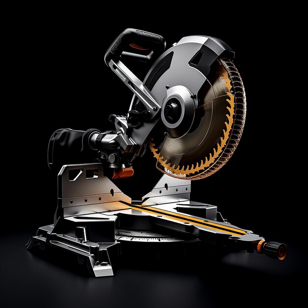 Photo saw miter saw with black background isolated
