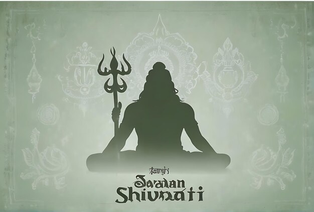 Sawan Shivratri in Devanagari schrift en een illustratie van een Shiva Linga met een trishul