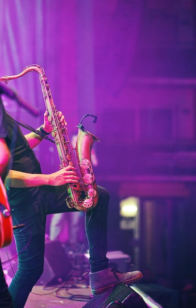 Sax playing in a concert