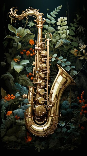 Saxofoon schilderen in de tuin