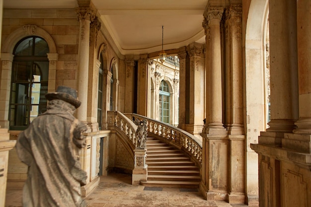 Saxon architecture in Dresden Saxon Palace Zwinger Tiered staircase in front of the entrance