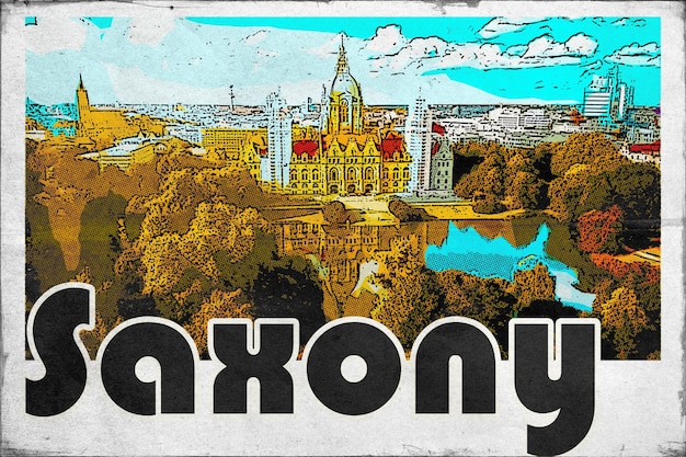 saxony vintage travel postcard