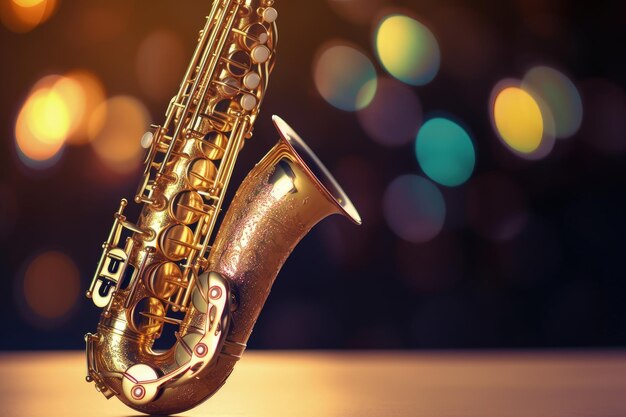 Saxophone on bokeh background AI