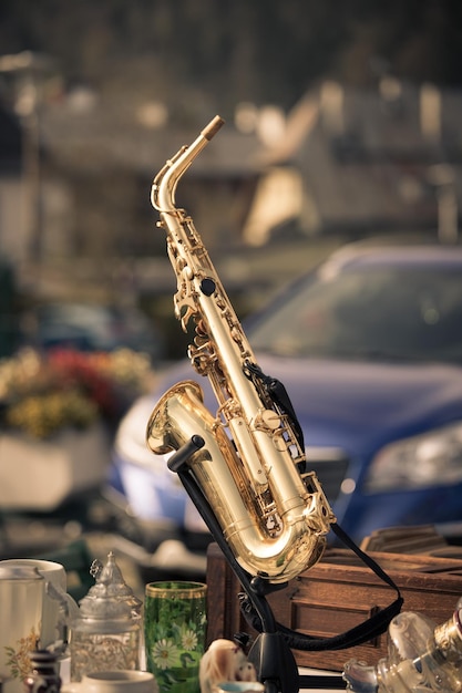 Saxophone on a flea market