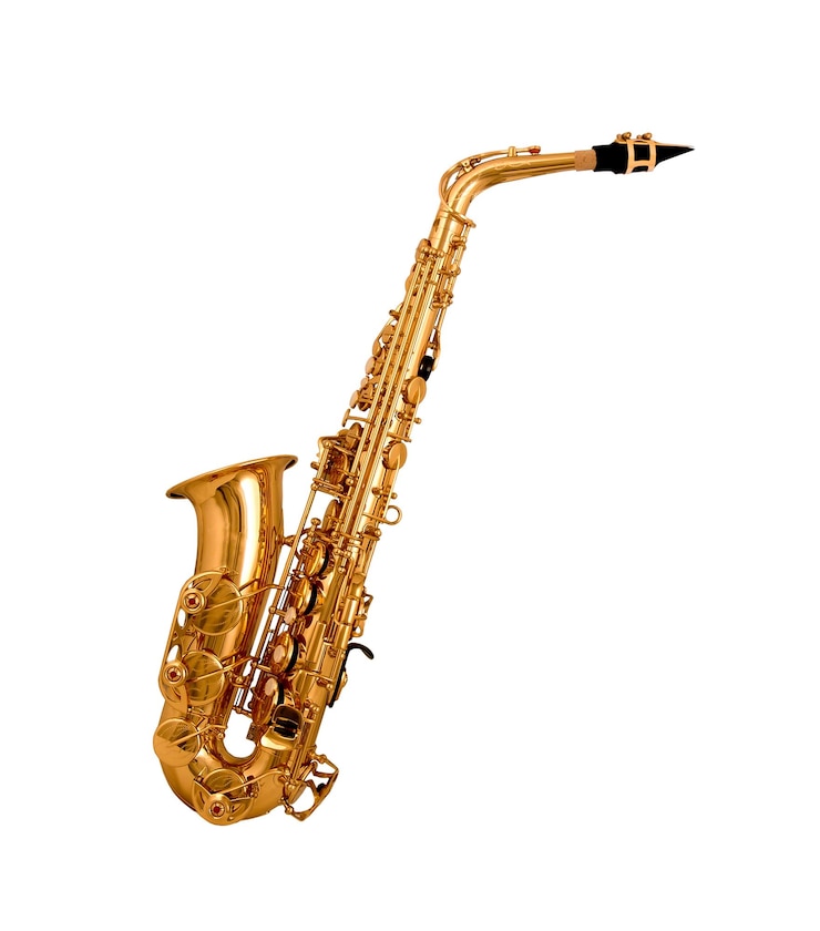 Photo saxophone isolated on white