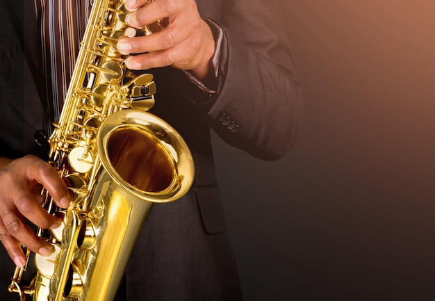 Saxophone player playing jazz music