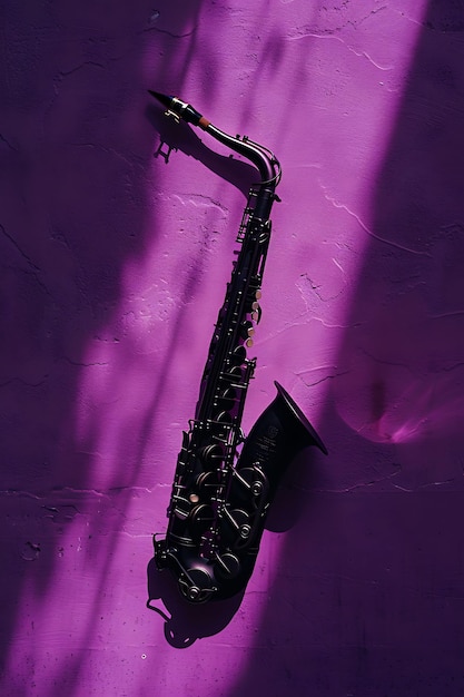 Saxophone Shadow Cast on Wall Soulful and Jazzy With a Deep Creative Photo Of Elegant Background