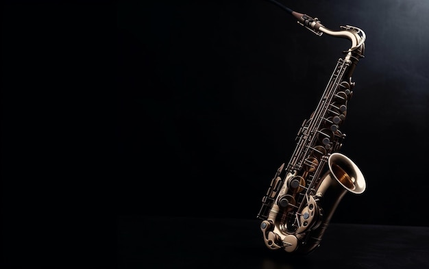 A saxophone with a black background