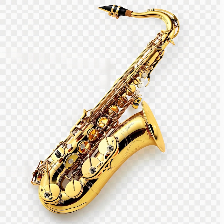 Photo a saxophone with a trumpet on a white background