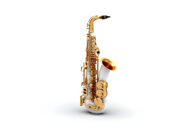 A saxophone with a white background