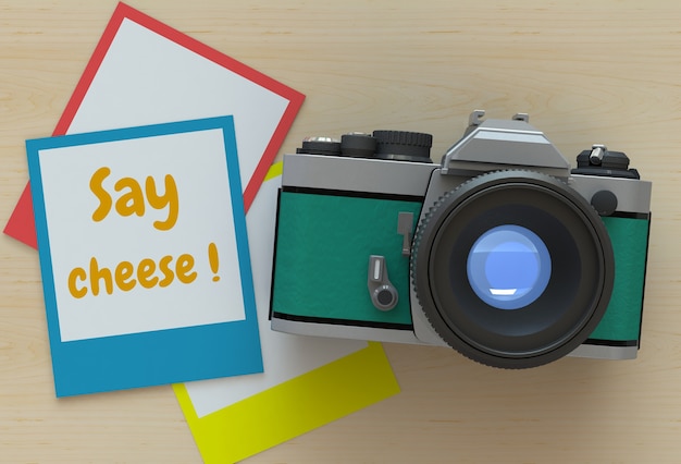 Photo say cheese, message on photo frame