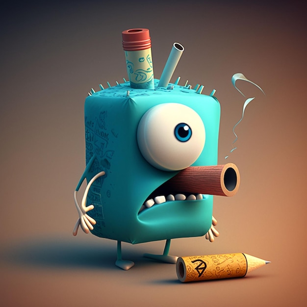 Say No to Tobacco 3D Cartoon Illustration Generative ai