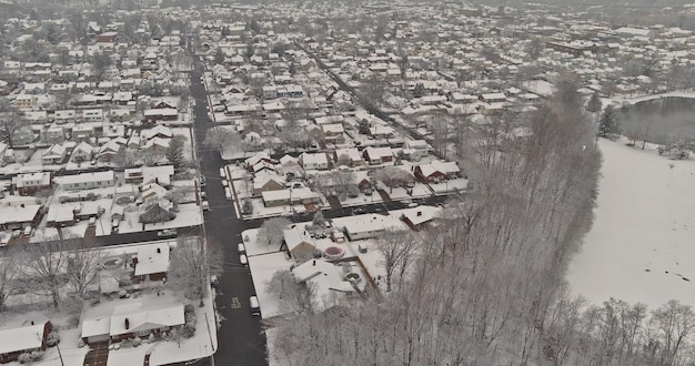 Sayreville in new jersey landscape small town with home complex covered in the wonderful winter scen