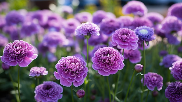 Photo scabiosa flowers high quality image in garden