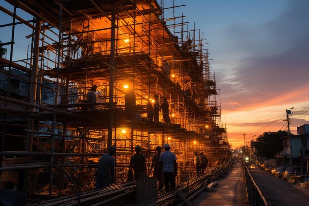 Scaffolding is a temporary structure for worker work professional advertising photography