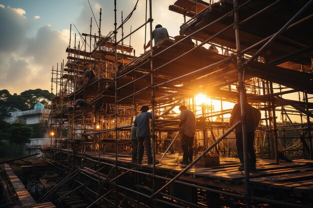 Scaffolding is a temporary structure for worker work professional advertising photography