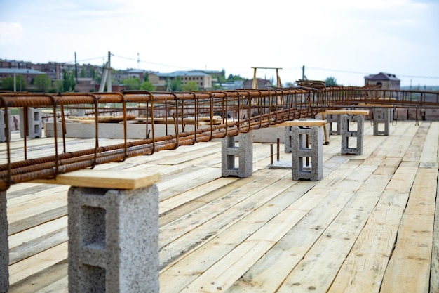 Scaffolding pipes are fixed with a clamp