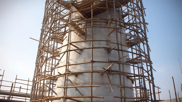 A scaffolding tower is being constructed in the philippines.