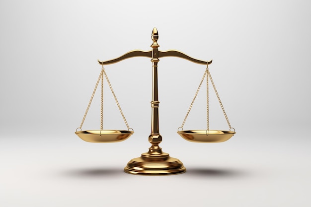 Foto scala della giustizia simbolo giuridico iconico isolato su sfondo bianco