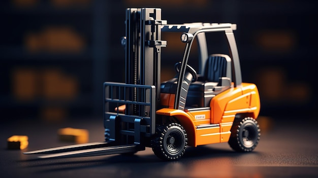 Scale model of a forklift truck inside the warehouse