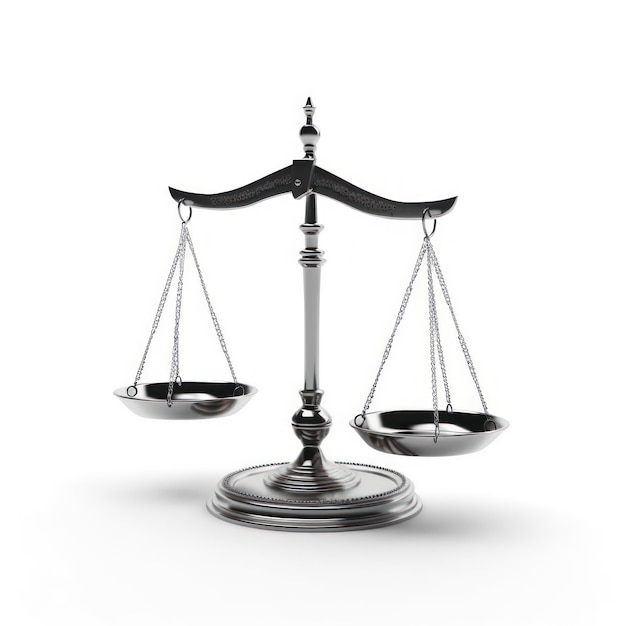 A scale that has the word justice on it