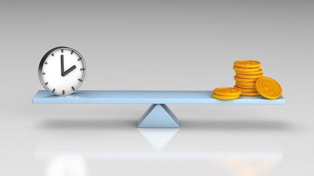 Scales balance money or time. 3d render.