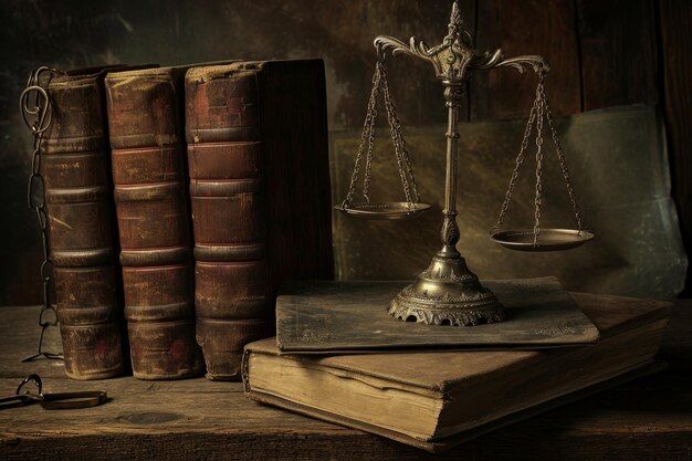 The scales of justice are on the table in the interior