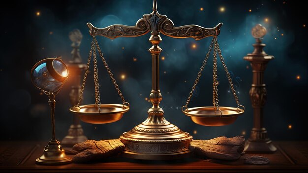 Scales of justice and law