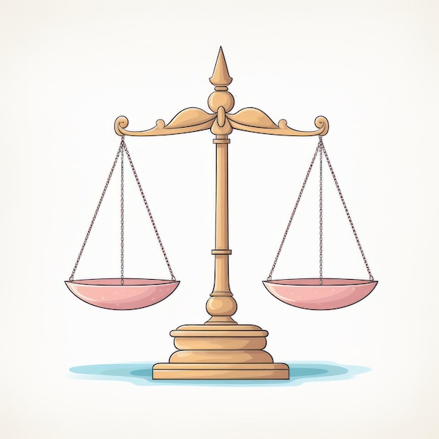 Scales of justice on a white background Vector illustration in sketch style