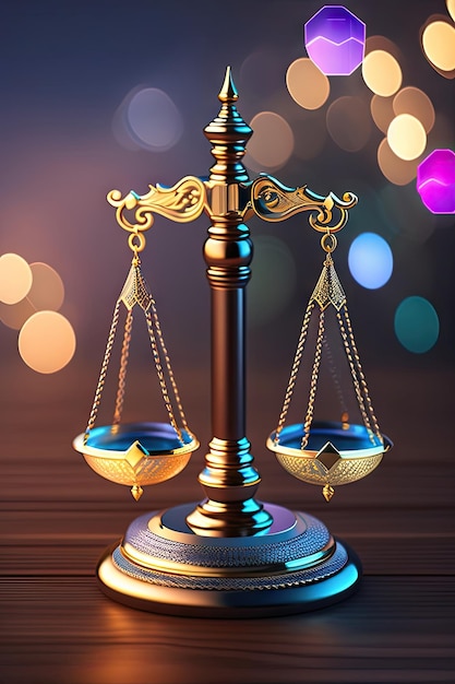 Scales of Justice with bokeh background