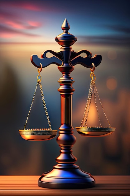 Scales of Justice with bokeh background