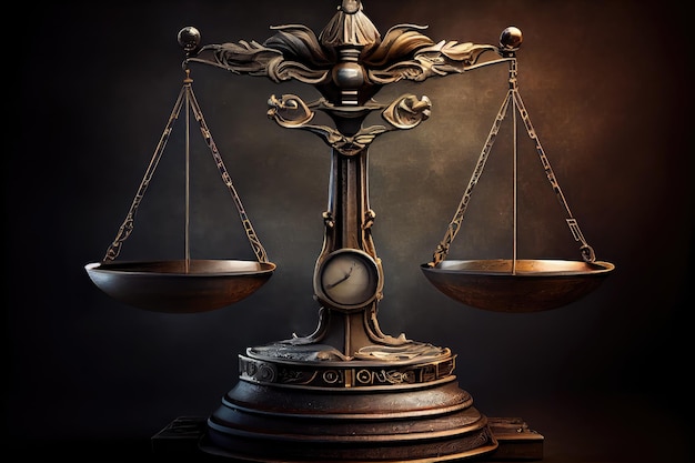 Scales of justice with one plate in the air representing fair and balanced justice system