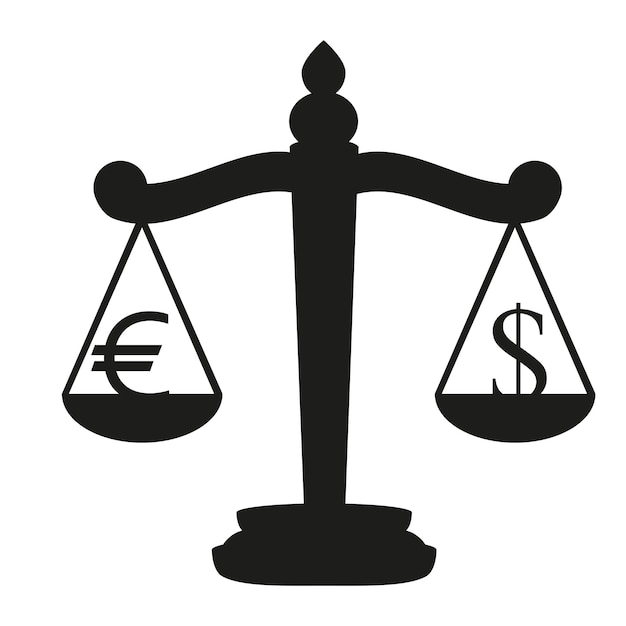 Photo scales with dollar and euro symbols