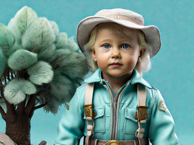 Scandi toddle park ranger in pastel turquoise