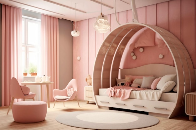 Scandinavian baby room pink interior design child bedroom