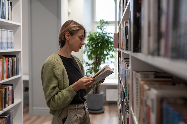 Scandinavian beautiful woman getting second degree in university library education has no age limit