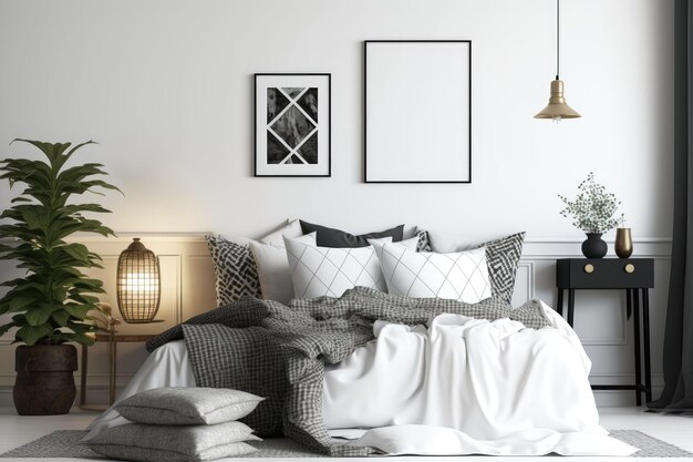 Scandinavian bedroom mockup