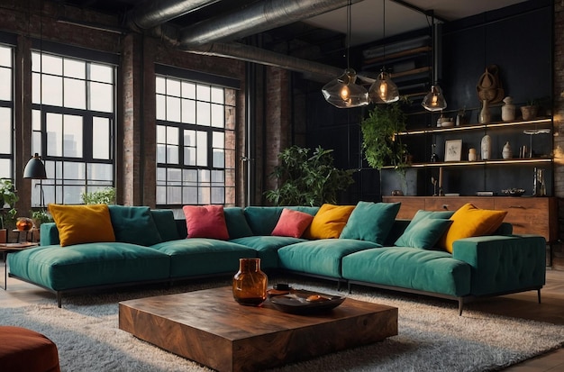 Scandinavian Chic Loft Living Room Interior Design