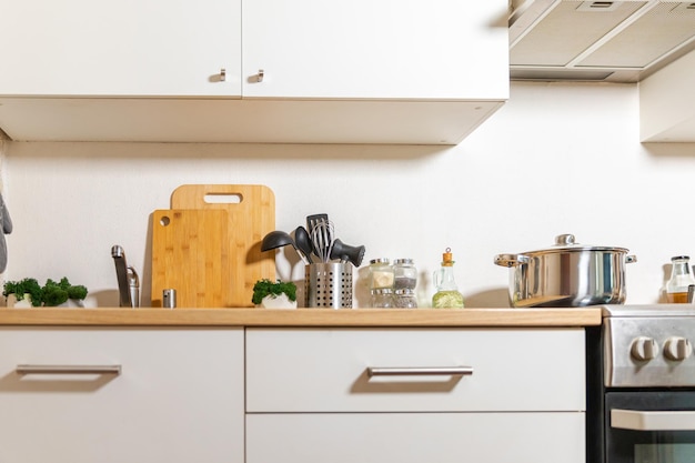 Scandinavian classic minimalistic kitchen with white and wooden
details modern white kitchen clean c