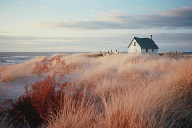 Foto cottage scandinavo in spiaggia