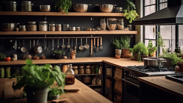 Scandinavian cuisine Minimalistic and stylish kitchen with modern design Generative AI