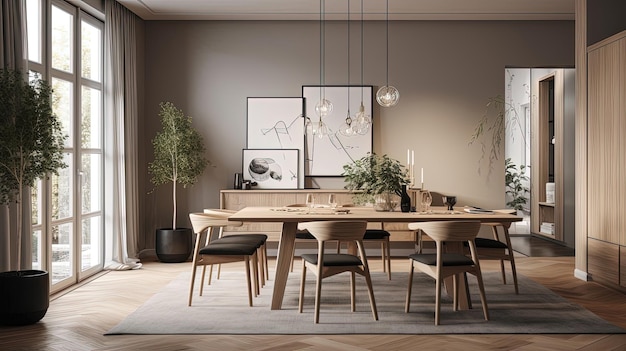 The Scandinavian dining room embraces simplicity and functionality with clean lines minimalism Generated by AI