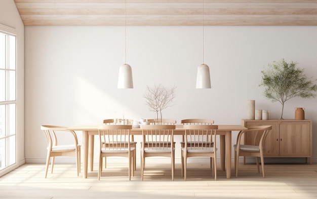 Scandinavian Farmhouse Elegance Dining Room Wall Generative AI