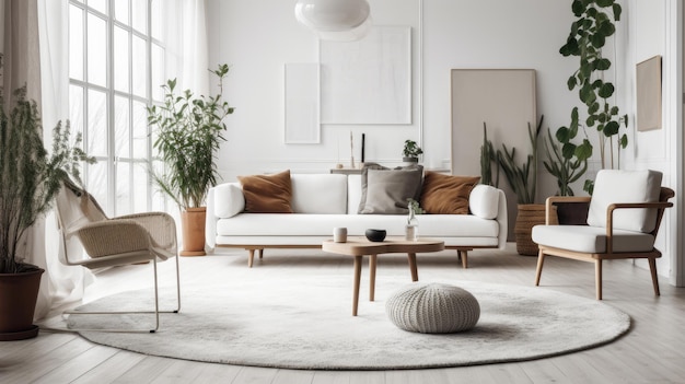 Scandinavian home interior Illustration AI Generative