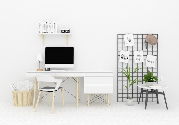 Scandinavian home workspace artwork background