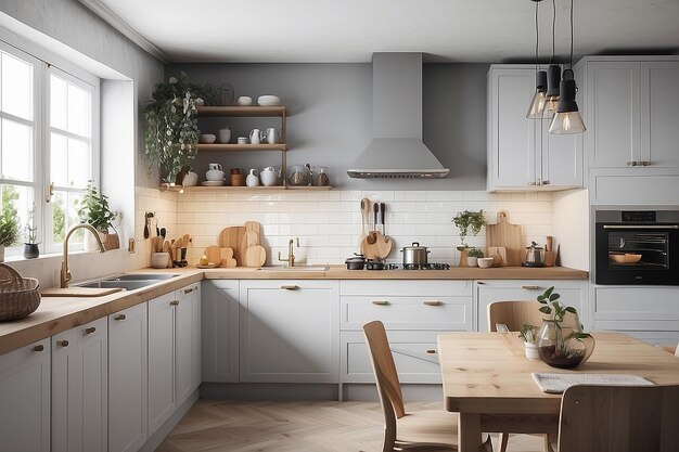 Foto scandinavian hygge cozy kitchen vibes per comfort e calore