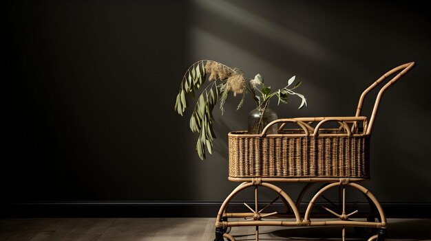 Photo scandinavian inspired rattan cart