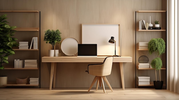 A Scandinavian interior of home office space Ai generative