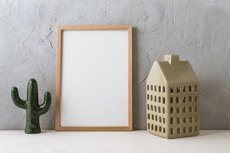 scandinavian interior shelves with mock up frame