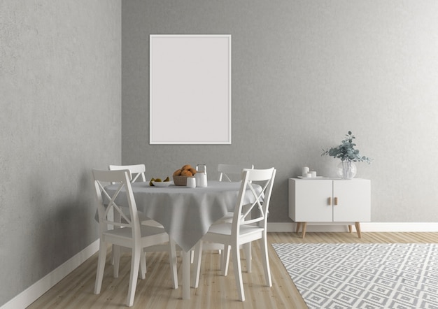Scandinavian kitchen with white vertical frame